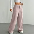 thumbnail image 6 of yueewhu Women's Casual Pants Corduroy Straight Leg Lounge Pants Plain Loose Trousers Fashion Long Pants (Red, L), 6 of 6