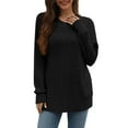 thumbnail image 4 of miqiqism Deals！Fall Shirt for Women Crewneck Pullover Tops Loose Tunic Blouses Sweaters Long Sleeve Basic Tees with Leggings,Black,Small, 4 of 5