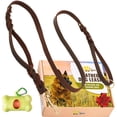thumbnail image 2 of ADITYNA Leather Dog Leash 6 ft x 3/4" - Double Handle Dog Leash - Traffic Handle for Extra Control - Soft and Strong Braided Leather Lead for Large and Medium Dogs (Brown, Double Hand, 2 of 8