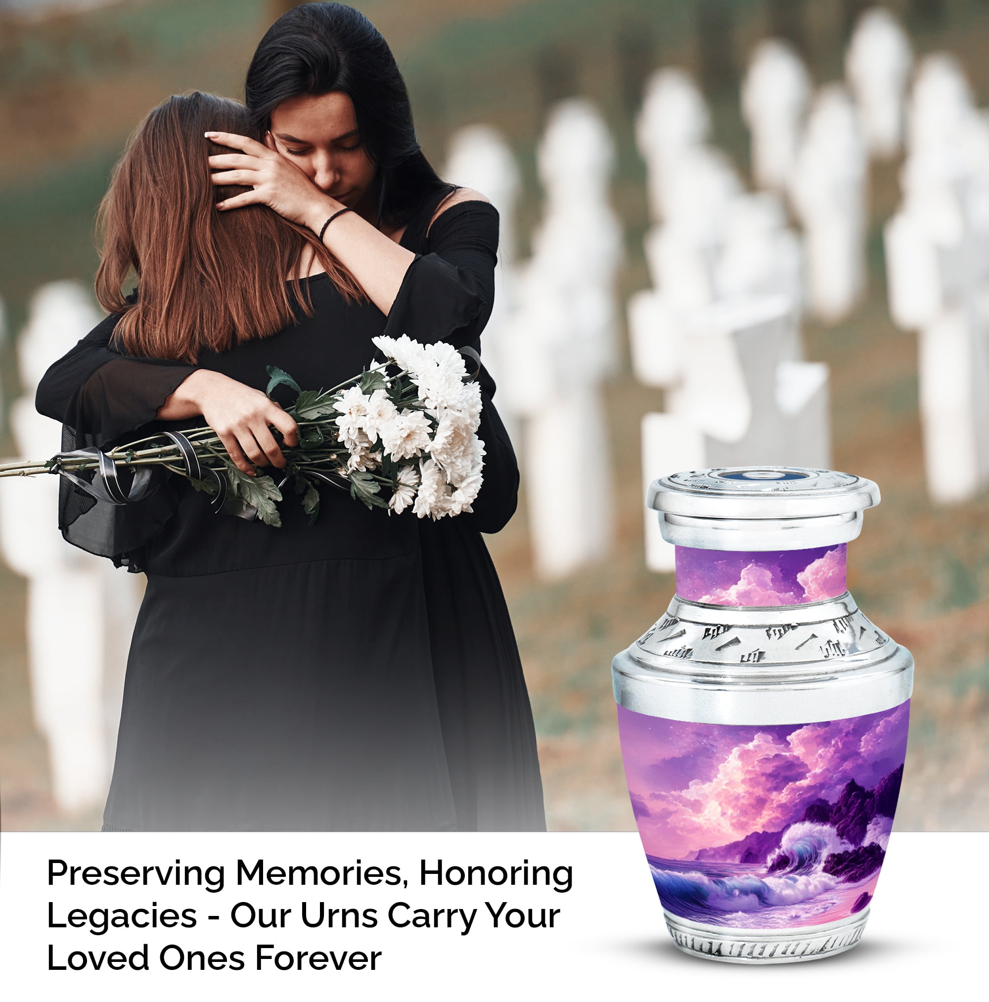 MUKTIVE Mountain Decorative Urn for Human Ashes for Male & Female - Funeral Purple Keepsake Urns for Adult Women - Cremation Mini Urn for Mom - 3 Inch