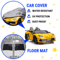 thumbnail image 4 of 24V  Lamborghini Aventador w/ Swappable Battery - Electric Car for Kids with 3 Speeds, Leather Seat, Remote, MP3 Music by Bluetooth, FM Radio, Rubber Tires (Yellow), 4 of 7