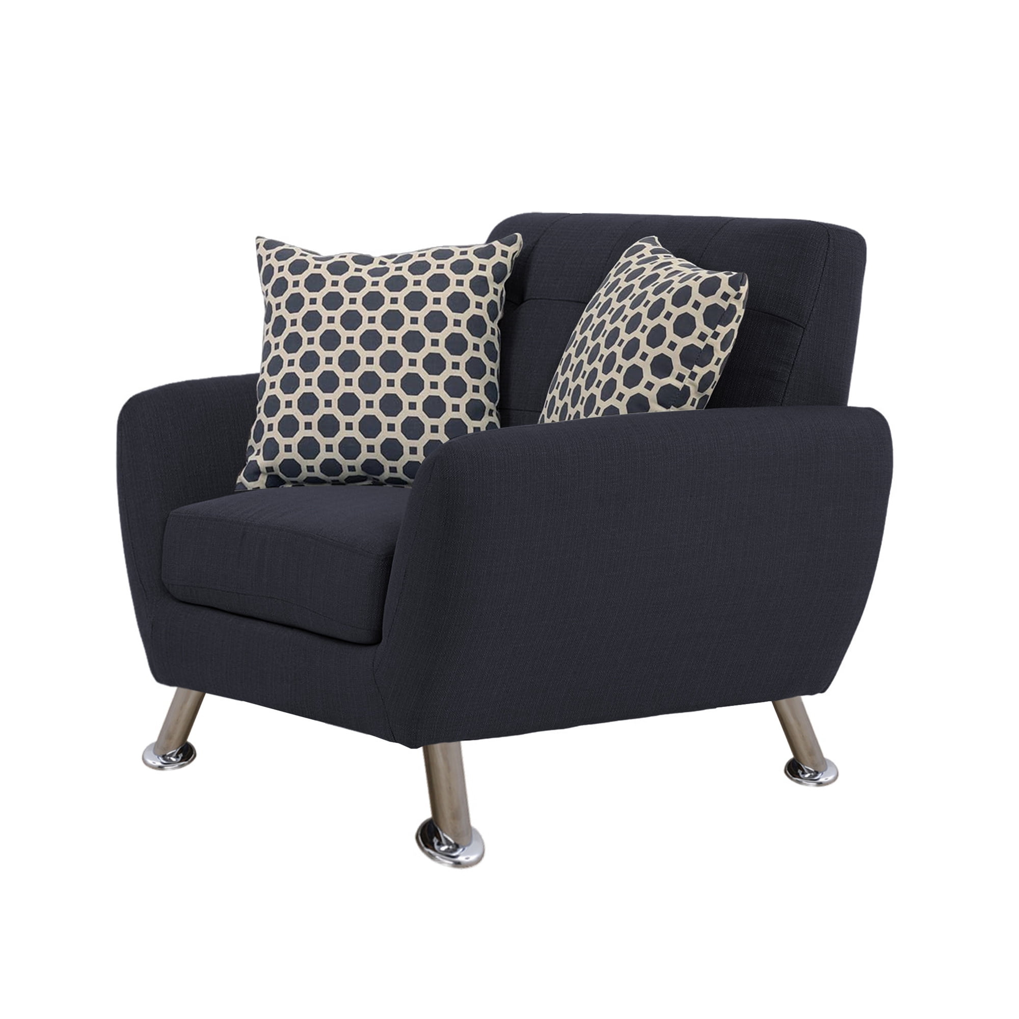 Aukfa 3 Piece Sofa Set - 34" Wide Upholstered Couch Deep Seat Armchair, Linen, Gray