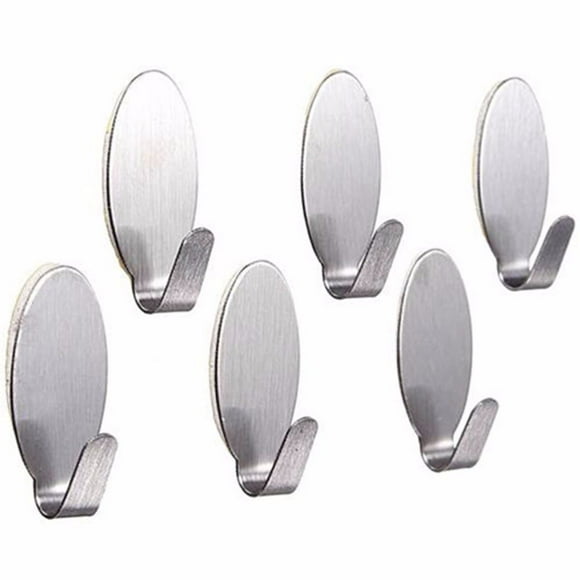 SHAGUOZHOU 6x Useful Stick On Hook Strong Self Sticky Coat Hat Metal Hanger Silver Vintage Cant Hook Rope End Hooks Curtains Hooks for Bedroom