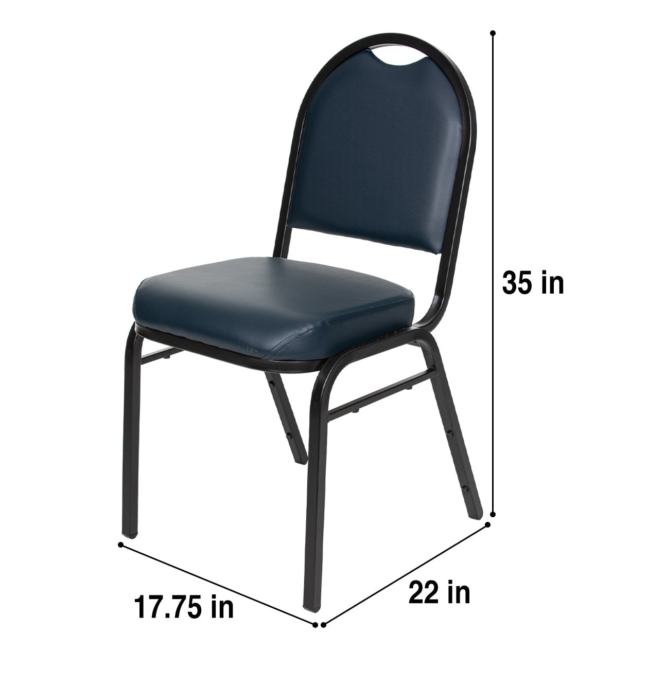 Hampden Furnishings Celia Collection Vinyl Banquet Chair, Dark Blue, Pack of 2