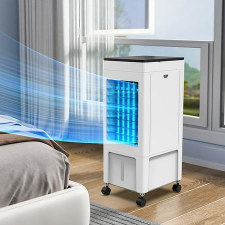 Advwin 3-In-1 Windowless Portable Air Conditioner,Evaporative Cooler Fan with 2 gal Tank, 3 Speeds, Remote, White,3 Speeds,