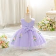 thumbnail image 4 of XAOFW Girl's Dresses Sleeveless Crewneck Kids Floral Embroidery Elegant Ball Gown Dress Holiday Celebration Soft Cozy Toddler Sundress, 4 of 6