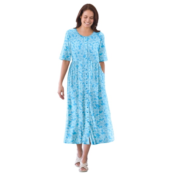 Woman Within Plus Size Short-Sleeve Button-Front Pocket Dress (Petite Available)