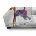 thumbnail image 2 of Airedale Soft Flannel Fleece Throw Blanket, Funny Watercolor Splash Terrier Silhouette Pattern, Cozy Plush for Indoor and Outdoor Use, 60" x 80", Multicolor, by Ambesonne, 2 of 5