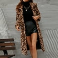 thumbnail image 2 of Odeerbi Faux Furry Coat for Women 2025 Warm Jacket Winter Leopard Turn Down Collar Outerwear Brown, 2 of 9