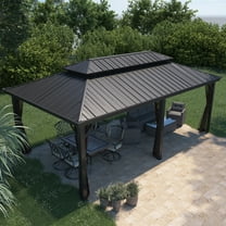 Boyel Living 12x20FT Hardtop Gazebo with Aluminum Double Roof Outdoor Pergola for Patio Lawn and Garden