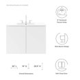 thumbnail image 3 of Sink Vanity Cabinet, Wall Mount, White, Ceramic, Melamine, Modern Contemporary, Hotel Bedroom Bathroom Master Suite Guest, 3 of 9