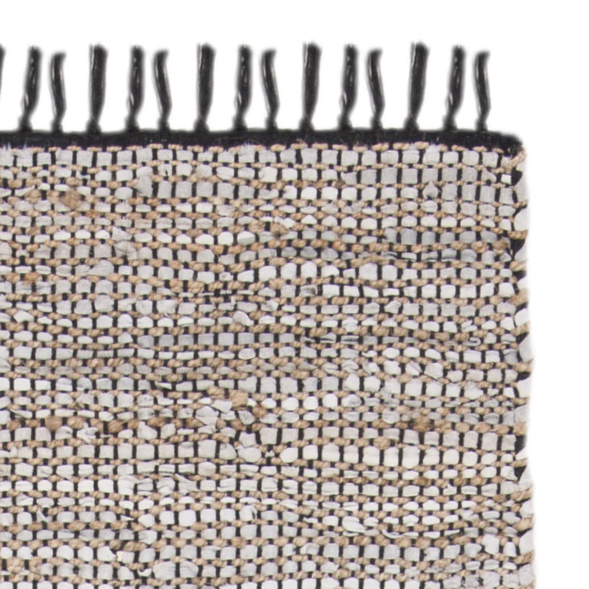SAFAVIEH Vintage Leather Zharko Solid Braided Fringe Runner Rug, Silver, 2'3" x 9'