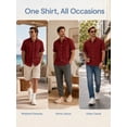 thumbnail image 4 of Oalirro Men's Short Sleeve Casual Button Down Shirt – Lightweight Breathable Cotton, Two Chest Pockets, Classic Collar, Solid Wine, Regular Fit for Summer Wear, 4 of 11