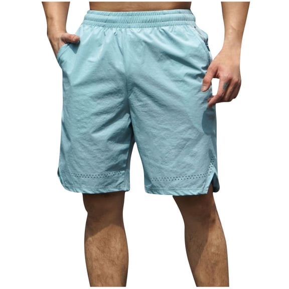YSUEJPF Men's Athletic Shorts Summer Breathable Lightweight Workout Shorts Solid Baggy Activewear with Elastic Waist & Pockets