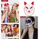 thumbnail image 2 of Máscara japonesa Kitsune para disfraz de Halloween, máscara de Cosplay de zorro aterrador para fiesta de baile de máscaras, máscara facial de gato blanco, 2 of 6
