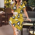 thumbnail image 3 of Balery Cartoon Bear Yellow Vestidos sueltos de manga corta para mujer, vestidos de verano 2025, vestidos casuales de corte A con vuelo., 3 of 6