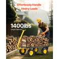thumbnail image 3 of VEVOR 1400 Lbs Steel Garden Cart, Heavy Duty Pullable Garden Wagon Yard Cart, 2 in 1 Outdoor Metal Utility Wagon Yard Trailer with 13" All Terrain Tires, Mesh Removable Sides and 180°Rotating Handle, 3 of 10