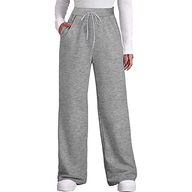Pantalones sueltos de pierna ancha para mujer Pantalones rectos de cintura alta Pantalones casuales Fridja hfkajh101101