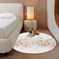 thumbnail image 3 of Pink Spring Floral Round Area Rug 4ft, Vintage Elegant Flowers Pastoral Washable Non-Slip Circle Rugs for Bedroom Living Room Kitchen, Soft Non Shedding Circle Carpet for Dining Room Dorm, 3 of 9