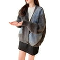 thumbnail image 1 of Fgnfyis Cardigans pour Femmes Automne Tricoté Patchwork devant Ouvert Veste Chandail Décontracté Manches Longues Boutonné Gris Taille Unique, 1 of 5