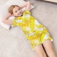 thumbnail image 6 of Silky Satin Kids' Pajama Set Breathable & Smooth Unisex Button-Down Pajamas Yellow and White Checkered Squares, 6 of 8