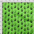 thumbnail image 3 of oneOone Cotton Jersey Light Green Fabric Handprint Skull Sewing Material Print Fabric By The Yard 58 Inch Wide, 3 of 4