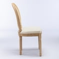 thumbnail image 4 of French Style Solid Wood Frame Antique Painting Linen Fabric Rattan Back Dining Chair,Set of 2,Cream,Beige, 4 of 5