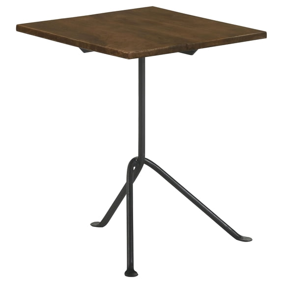 Pemberly Row 15.75" Square Wood Top Accent Table in Dark Brown/Gunmetal