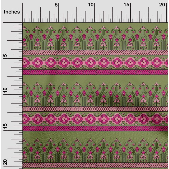 oneOone Georgette Viscose Fabric Geometric & Floral Block Print Fabric BTY 42 Inch Wide