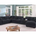 thumbnail image 3 of Modern Living Room 6pc Modular Sectional Set Dark Gray Chenille Couch Right Facing Chaise Cupholders Console Storage, 3 of 7
