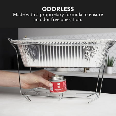 GasOne 2  Hour Chafing Fuel - Food Warmer for Chafing Dish Buffet Set - Liquid Safe Fuel with Wick & Lid Opener for Chafing Dish (Pack of 12)