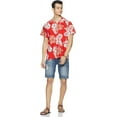 thumbnail image 4 of Stylore Hawaiian Shirt for Men Short-Sleeve Button-Down Shadow Hibiscus Red White X-Large, 4 of 6