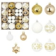 thumbnail image 2 of 44 Pack Gold and White Christmas Tree Ornaments Set 2.36in Shatterproof Decorative Balls with Glitter Snowflakes Stars and Assorted Patterns for Holiday Party Home Xmas Decoration, 2 of 6
