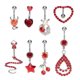 thumbnail image 1 of 8 anillos para ombligo, 8 estilos, anillos de ombligo de acero inoxidable rojos personalizados, conjunto de joyería para mujer, 1 of 8