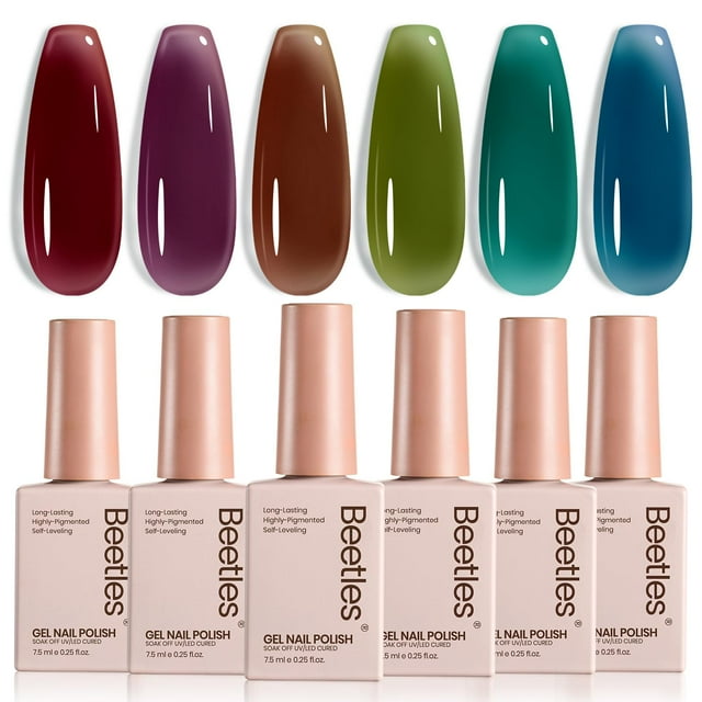 Set de esmaltes de uñas Beetles Jelly Gel, 6 colores, regalo de otoño para mujer