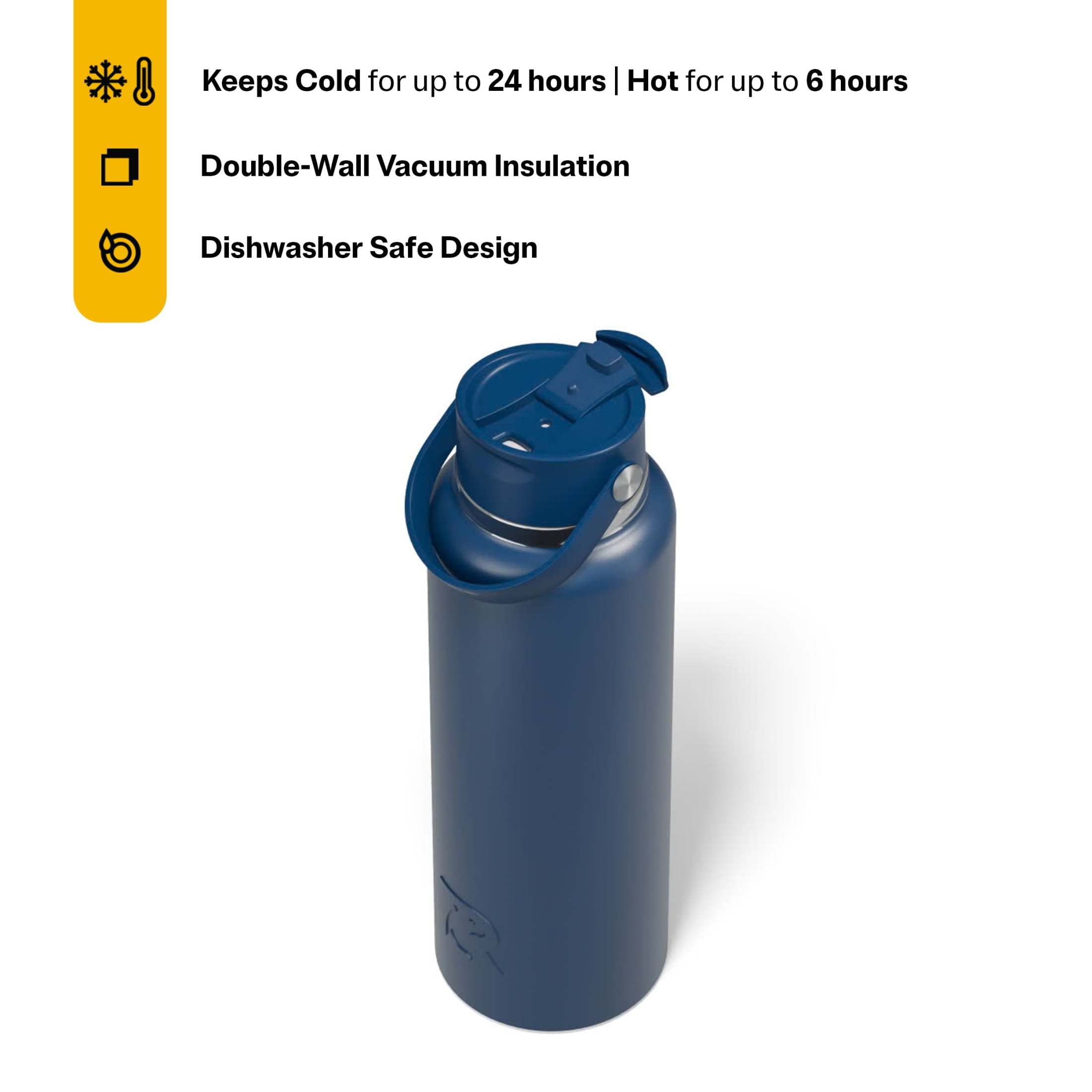RTIC 40 oz Ceramic Lined Insulated Outback Water Bottle, Leak Resistant, Navy