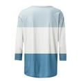 thumbnail image 4 of IROINNID Polyester Long Sleeve T Shirt for Women Daily Summer Slim Tie Round Neck T-shirt,Sky Blue, 4 of 5