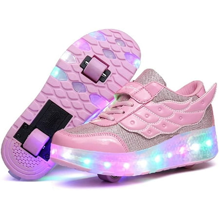 

YAZI Kids Roller Shoes Boy Girl Sneakers with Wheels Become Sport Sneaker with Led for Christmas Birthday Children Show Gift