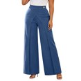 thumbnail image 2 of hlysgo Women's Wide Leg Pants Elegant High Waisted Asymmetrical Pant Business Casual Dress Trousers with Pockets Navy,2xL, 2 of 5