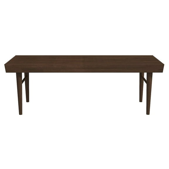 FurniFact Brown Teak Wood Entryway Bench, Solid Wood Bedroom Bench for Dining Use