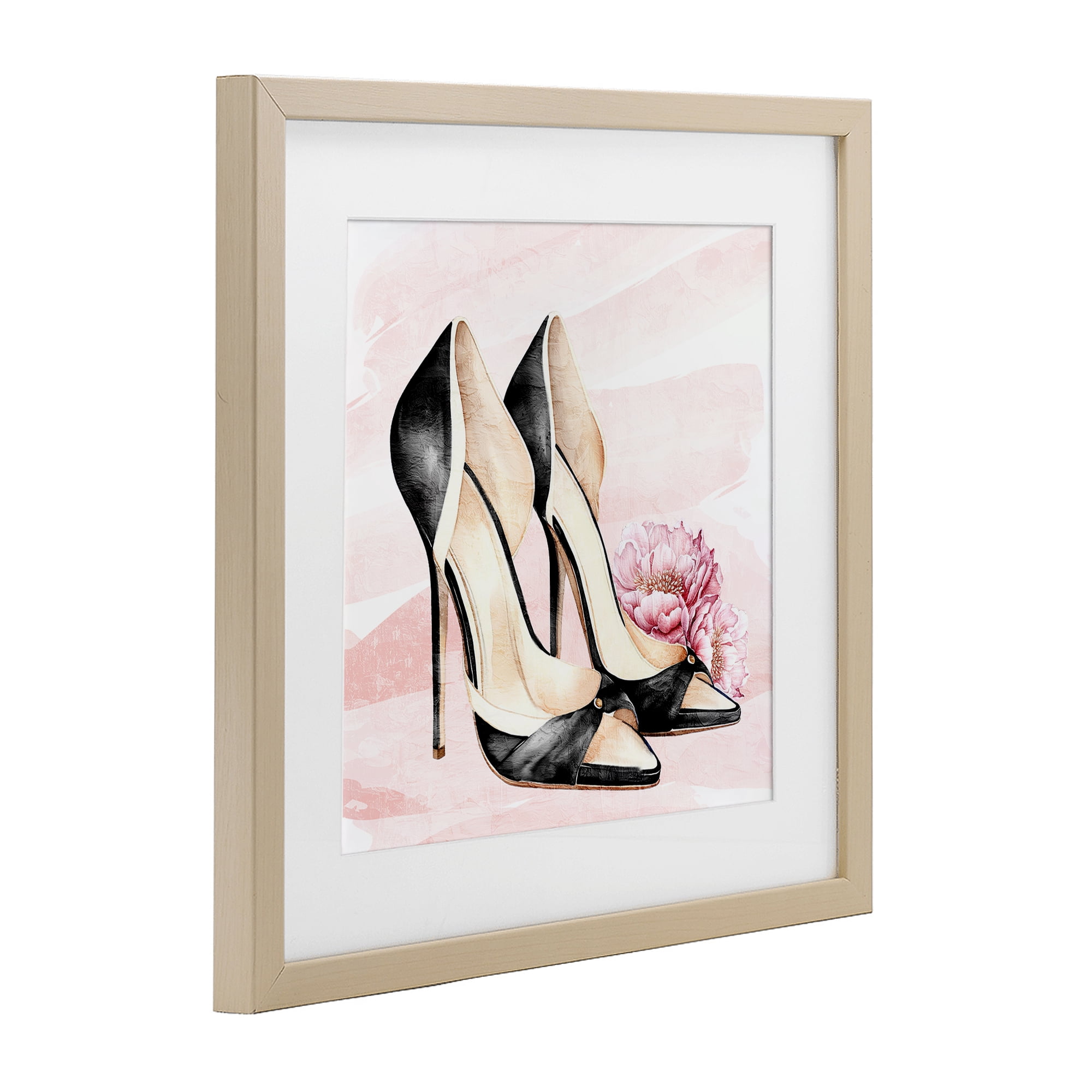 Stupell Industries Blush Glam Time Shoes Birch Framed Print Under Glass, design by Kim Allen
