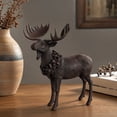 thumbnail image 5 of Clearance! Christmas Resin Standing Moose Figurine with Wreath Collar, Brown Tabletop Decor for Mantel Shelf Entryway, 6in, 5 of 7