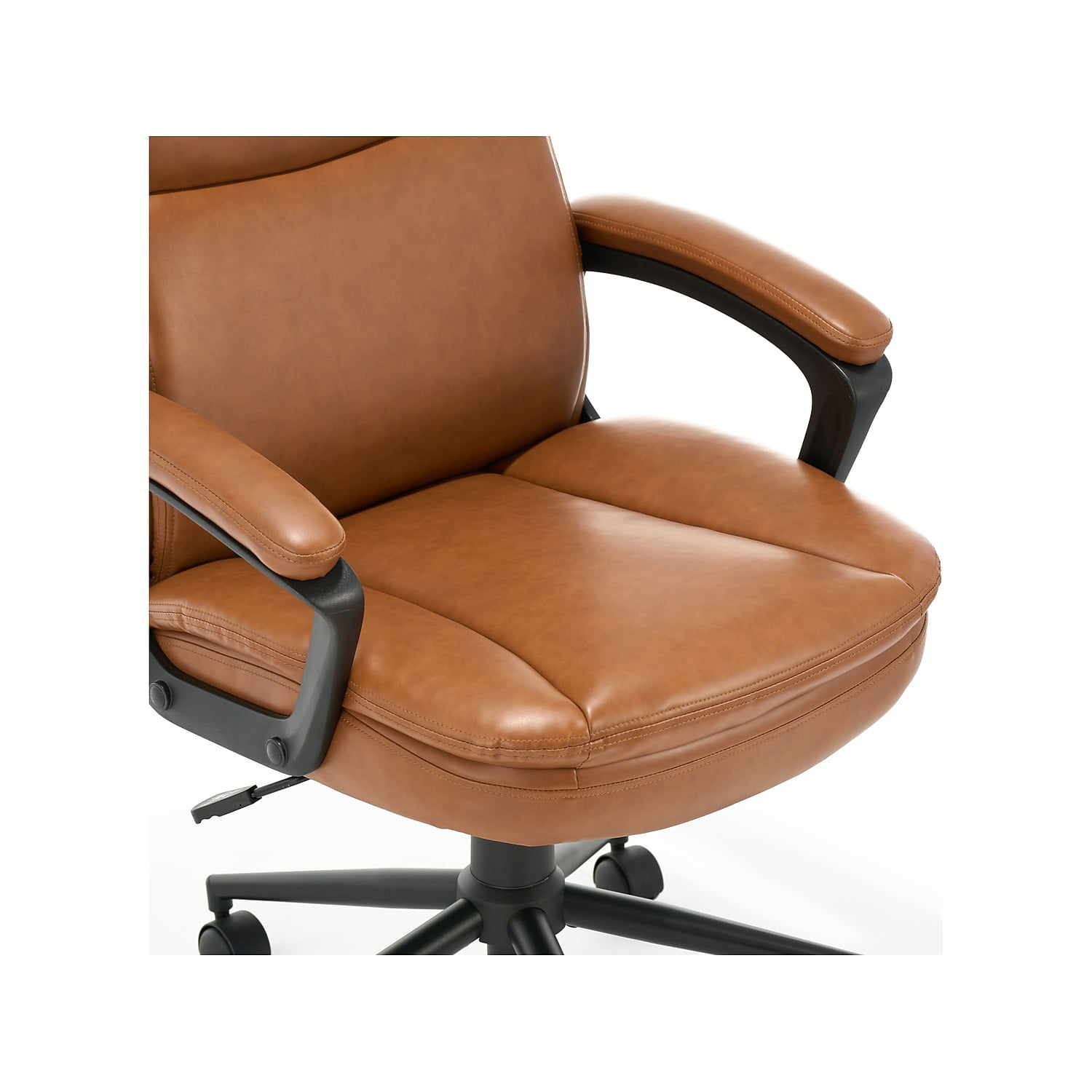 Click365 Transform 2.0 Ergonomic Mid Back Desk Chair Bonded Leather Cognac