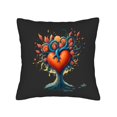 thumbnail image 4 of Set of 2 18x18in Throw Pillow Covers with Whimsical Tree Design Vibrant Orange Heart Intertwined Vines & Colorful Leaves for Couch Bed Car, 4 of 8