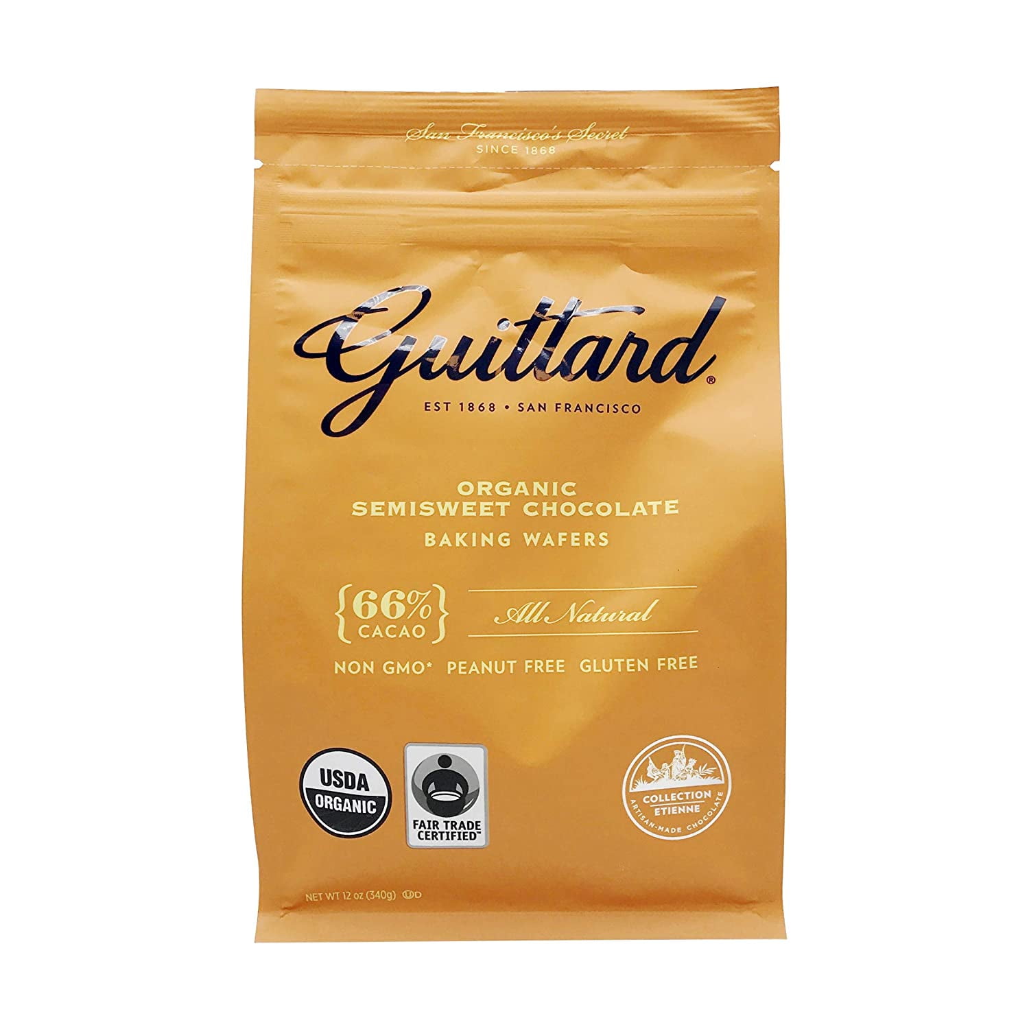 Guittard, Organic 66 Chocolate Baking Wafers, 12 Ounce