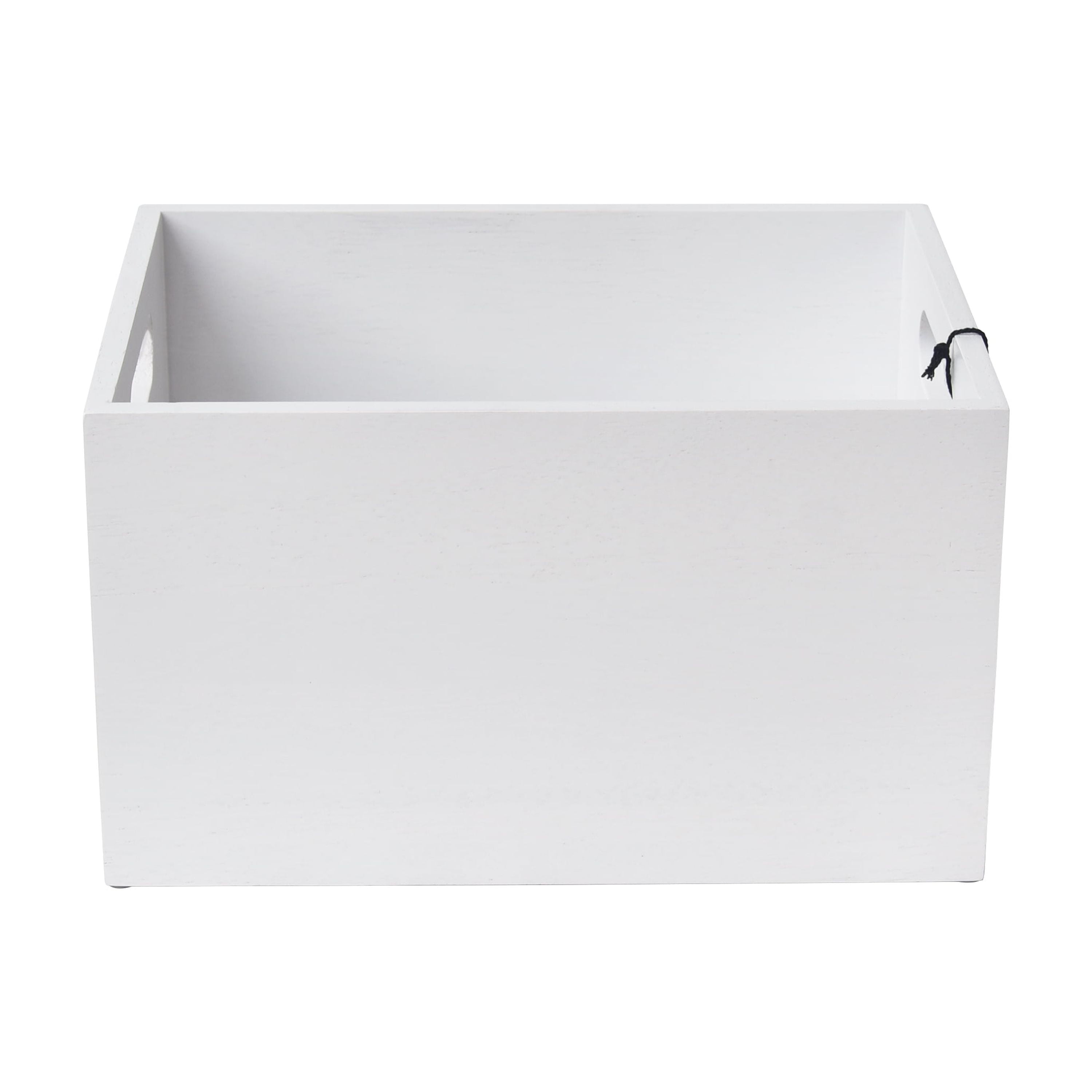 Better Homes & Garden Rubber Wood Storage Basket, White