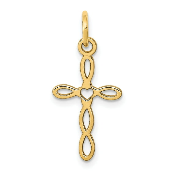 14K Laser Designed Cross Charm in 14k Yellow Gold