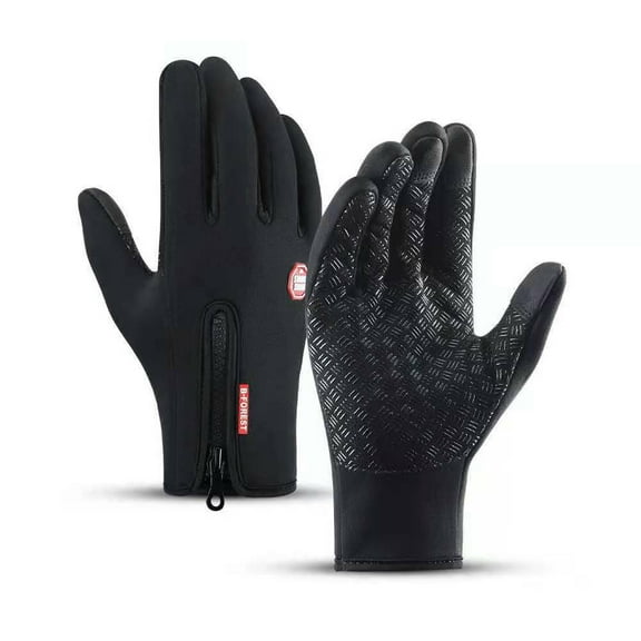 Winter Gloves Men Women, Zipper Cycling Gloves Windproof Warm Gloves for Cold Weather, Anti-Slip Touchscreen Gloves