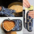 thumbnail image 5 of Yayeee Oven Mitts and Pot Holder Set of 4 Heat Resistant Kitchen Gloves Baking Hot Pad, Blue Hexagon Pattern, 5 of 5