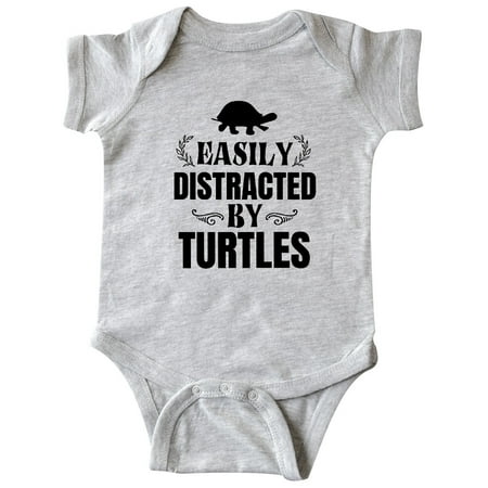 

Inktastic Easily Distracted By Turtles Gift Baby Boy or Baby Girl Bodysuit
